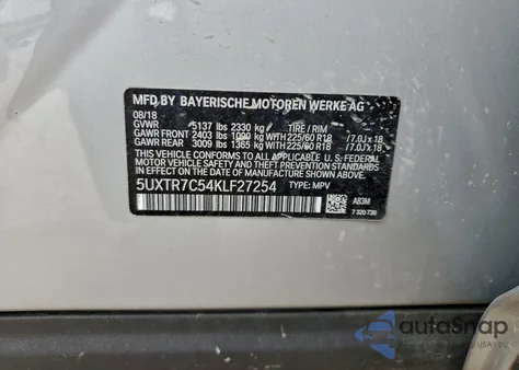 2019 BMW X3 Sdrive30I from USA, damaged, VIN 5UXTR7C54KLF27254